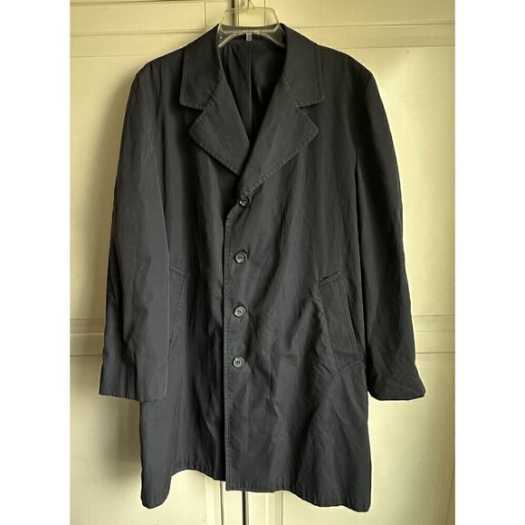 Vintage London Fog Mens Blue Overcoat Maincoat Trenchcoat Size 42 Regular - Picture 1 of 8